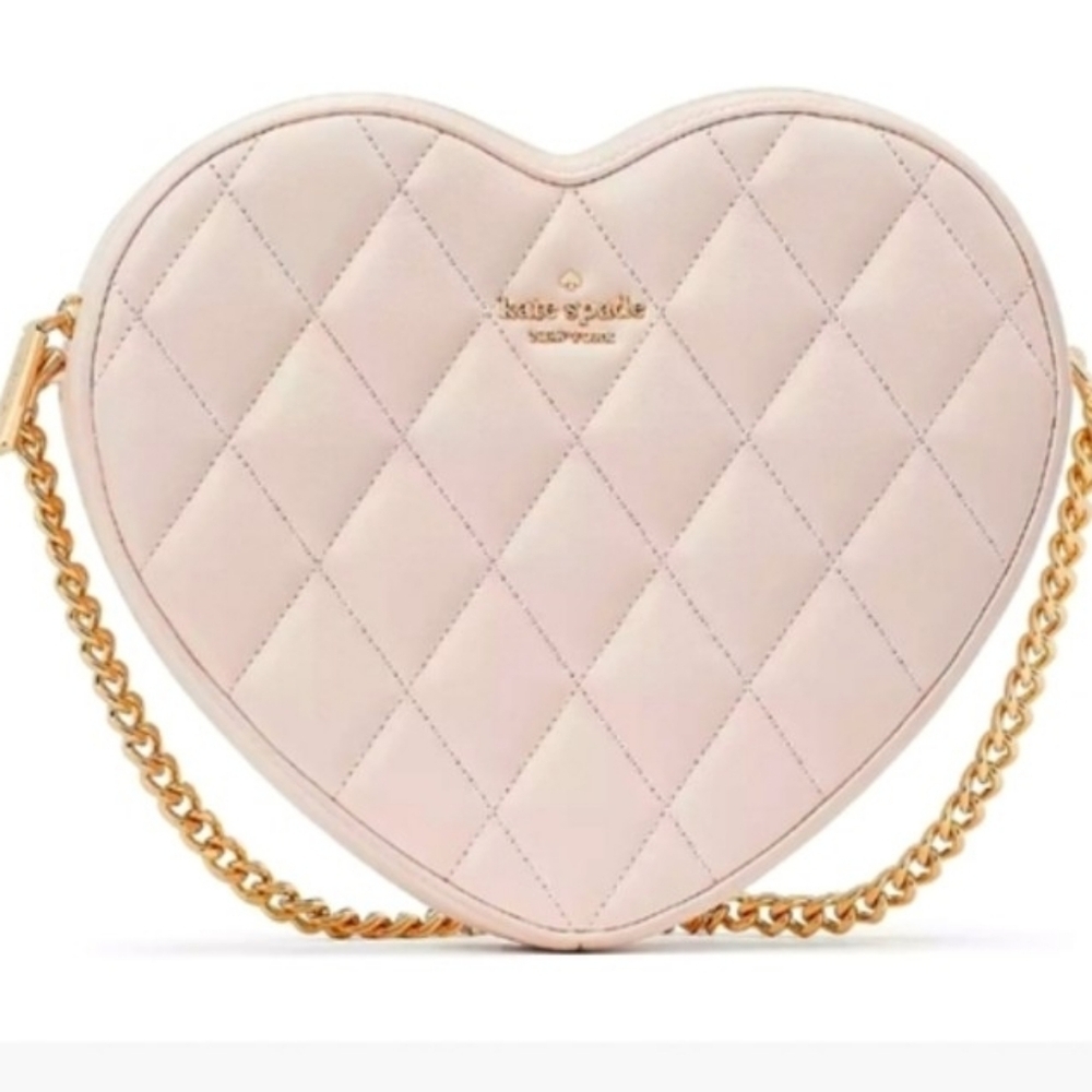 NWT Kate Spade ♠️ light Rosebud Love Shack Quilted Heart Crossbody bag purse - Picture 2 of 5
